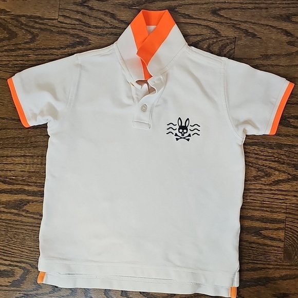 Psycho Bunny Other - Psycho Bunny White and Orange Kids Polo Shirt